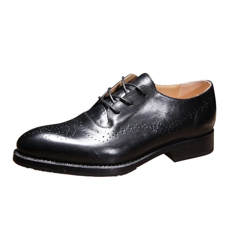 

Design Brogue Carved Business Casual Leather Shoes Men's Handmade Genuine Leather Pointed Toe Oxfords Dress Wedding Shoes Male