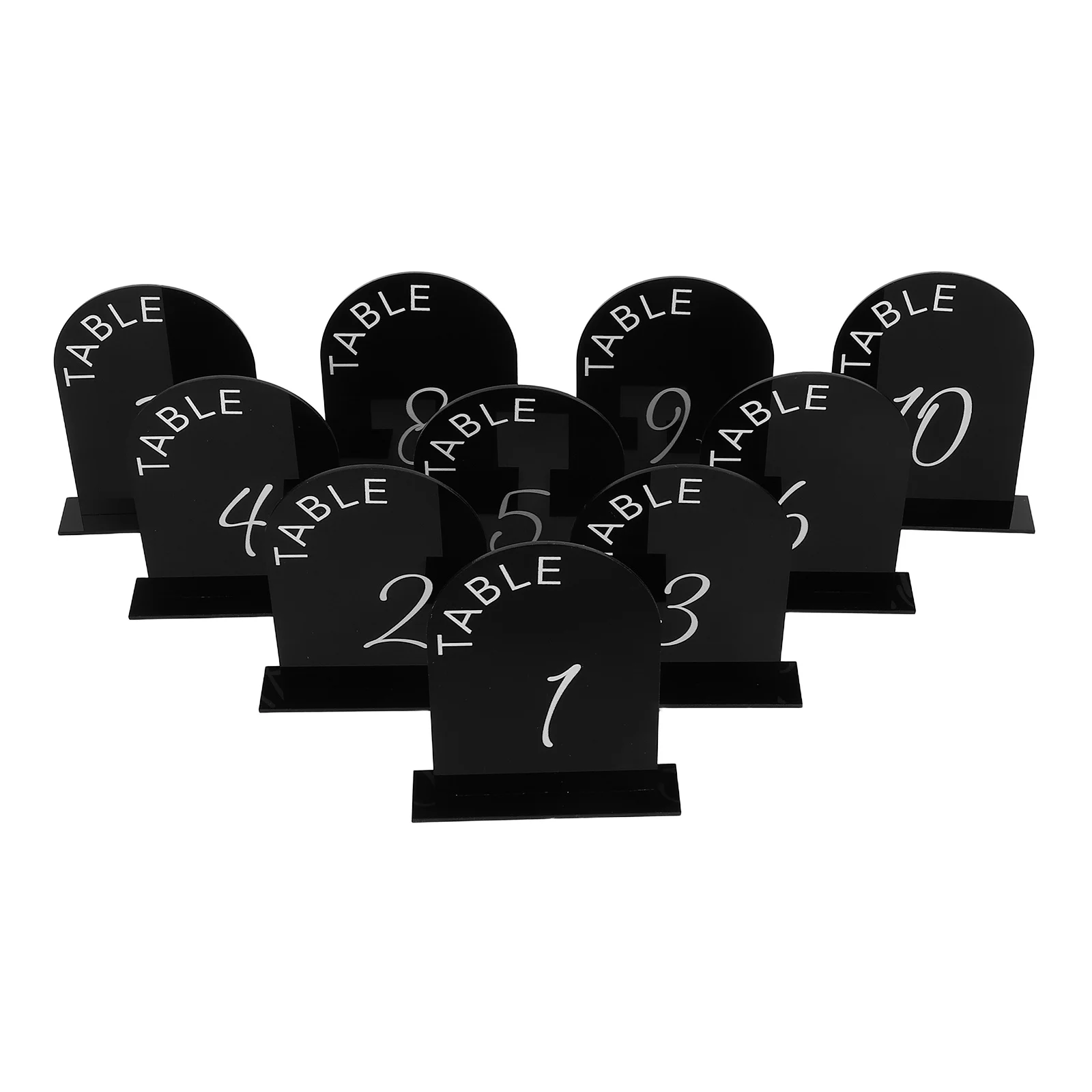 

10pcs Wedding Numbers Black Acrylic Arched Design Table Number Cards For Wedding Reception Event Restaurant Cafe Modern