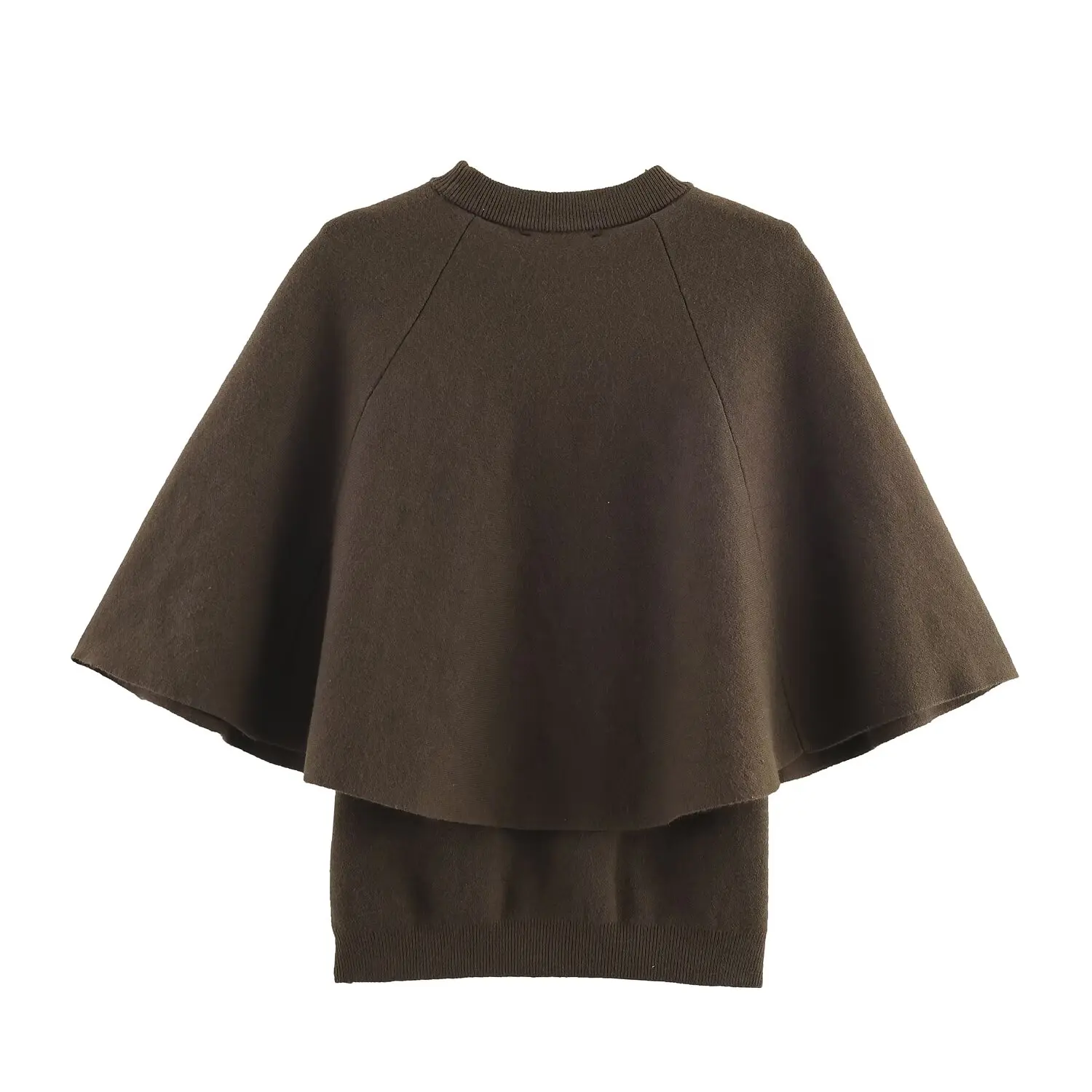 

2025 ЖЕНСКИЙ модный осенний новый вязаный свитер с ламинированными рукавами в европейском и американском стиле, универсальный свободный топ с круглым вырезом Mujer