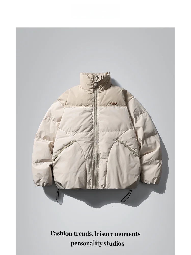 

Куртка-пуховик ANXIE High Street Color Block с воротником-стойкой, молодежный стиль, 90% полиэстер, наполнитель — белый пух