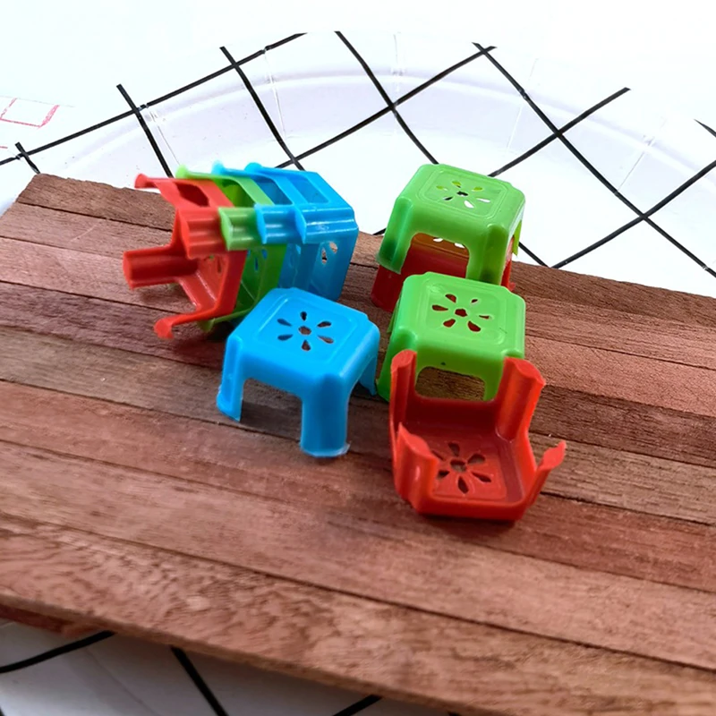 10Pcs 1:12 Puppenhaus Miniatur Möbel Stuhl Hocker Modell Spielzeug für Mini Dekoration Puppenhaus Zubehör