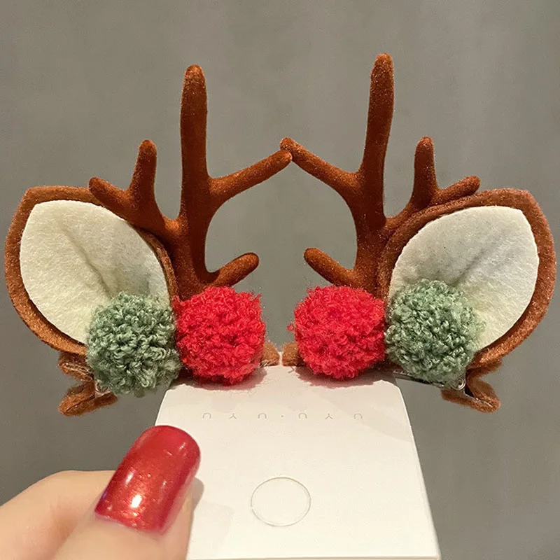 New Christmas Antler Hair Clips Pendants Xmas Ornaments  2023 Merry Christmas Decor Gift For Hair Accessories Happy New Year