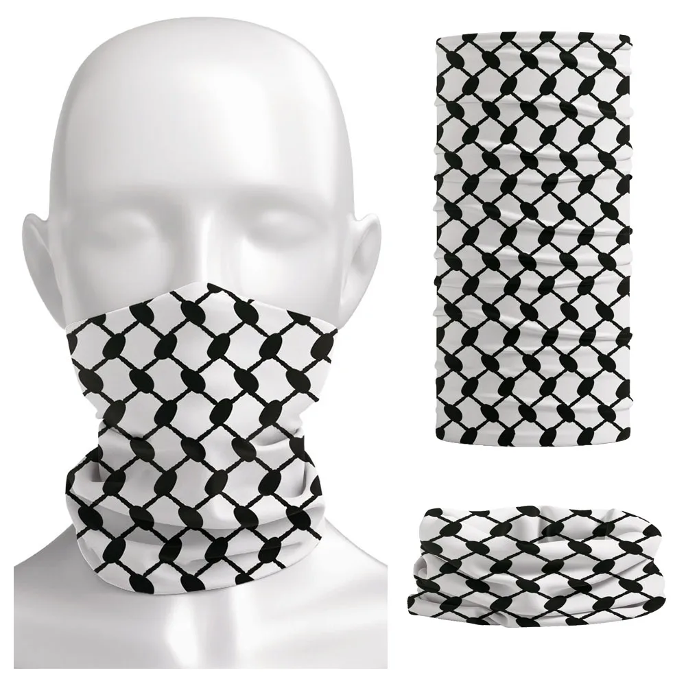 Palestinian Hatta Kufiya Folk Pattern Bandana Neck Gaiter Dustproof Face Mask Scarf Men Women Multifunction Cycling Balaclava