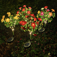 Azalea Lawn Lamp 7 Heads Flower Lantern For Outdoor Lighting Holiday Party Yard Garden Decorative Flowers Solar LED Warm Lights