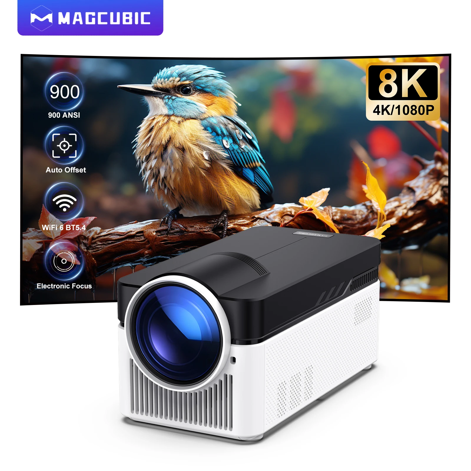 Magcubic 900ANSI HY450 Projector 8K 4K Native 1080P Ultra Short Throw Allwinner H716 Auto Offset BT5.4 WIFI6 Voice Assistant