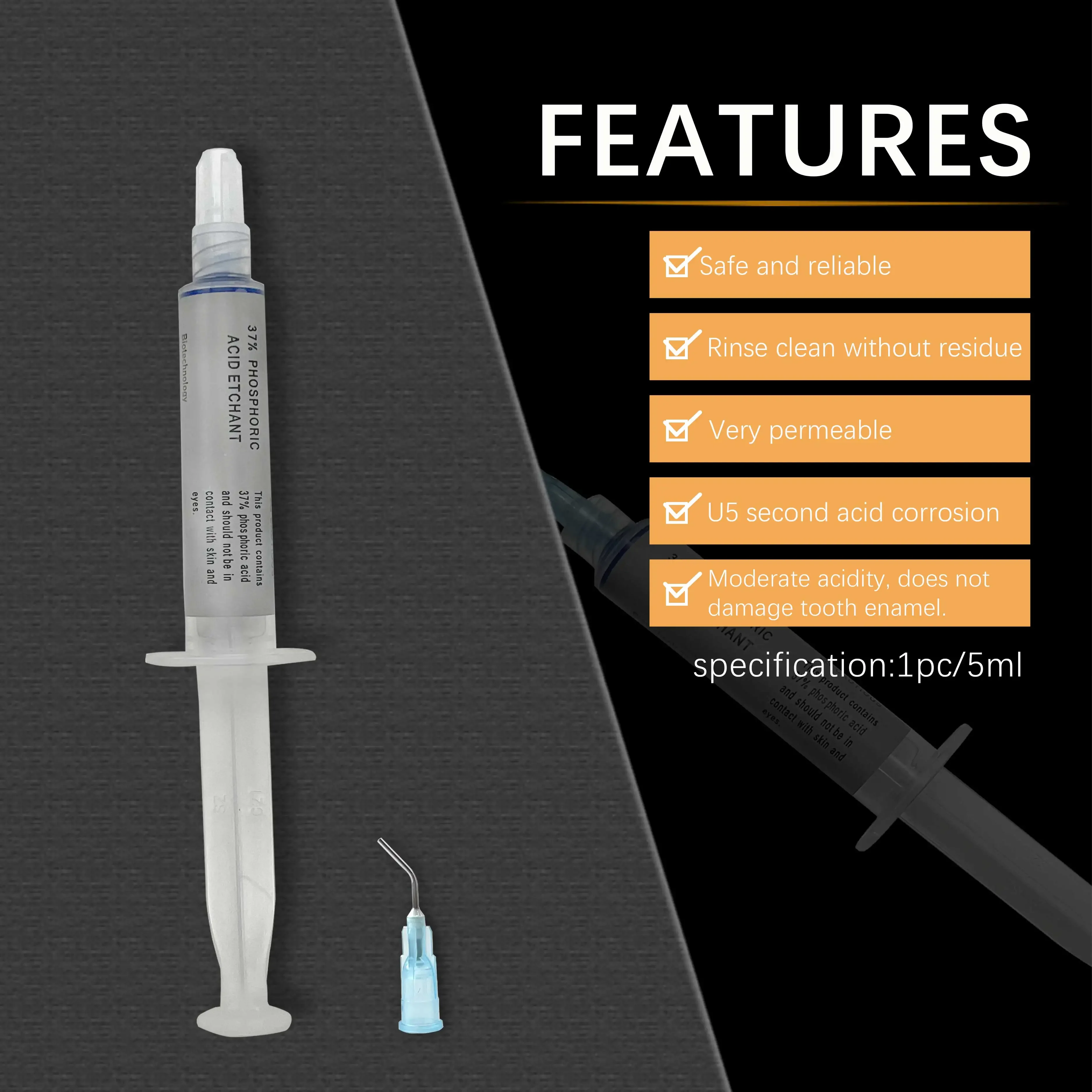 JINGT Manufacture Dental Equipment Teeth Etchant Dental 37% Phosphoric Acid Etching Gel/5ml