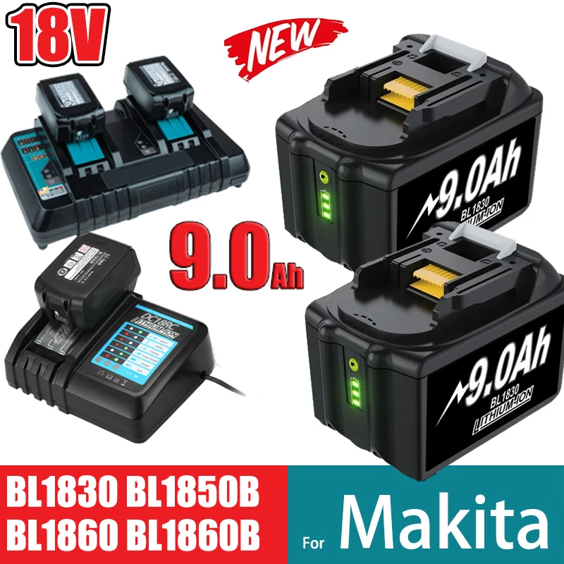 18V Вattery For Мakita BL1830B 18V Li-ion Battery 9Ah BL1840B BL1860 BL1890 BL1815 BL1830 Cordless Drills Battery LXT400