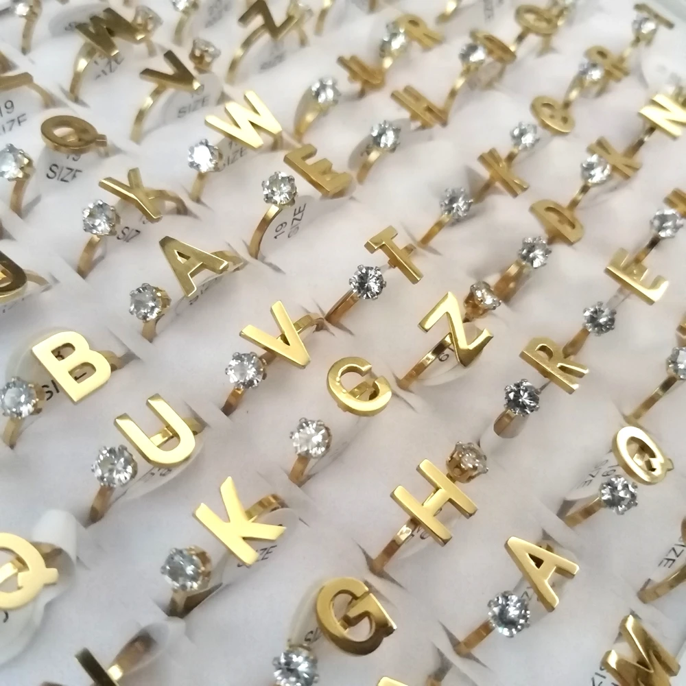 20 Stück Vergoldete Niedliche Gemischte Damen Edelstahl Zirkon Herz-Ringe Süßer Party-Schmuck Geschenk – Detail 9