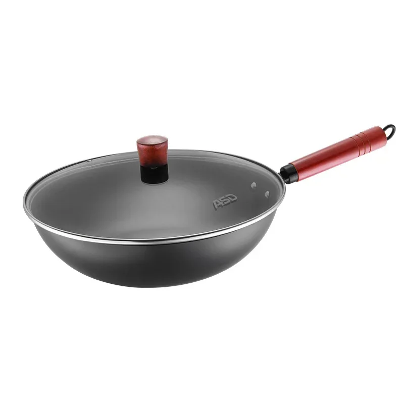 

Fine iron, uncoated, stir fry pan, non stick, flat bottom, fry