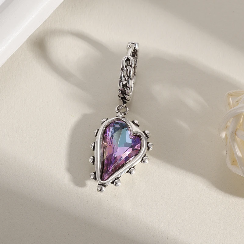 Trendy Elegant Vintage Creative Crystal Heart Drop Earrings for Women Girl Fashion Temperament Party Prom Jewelry