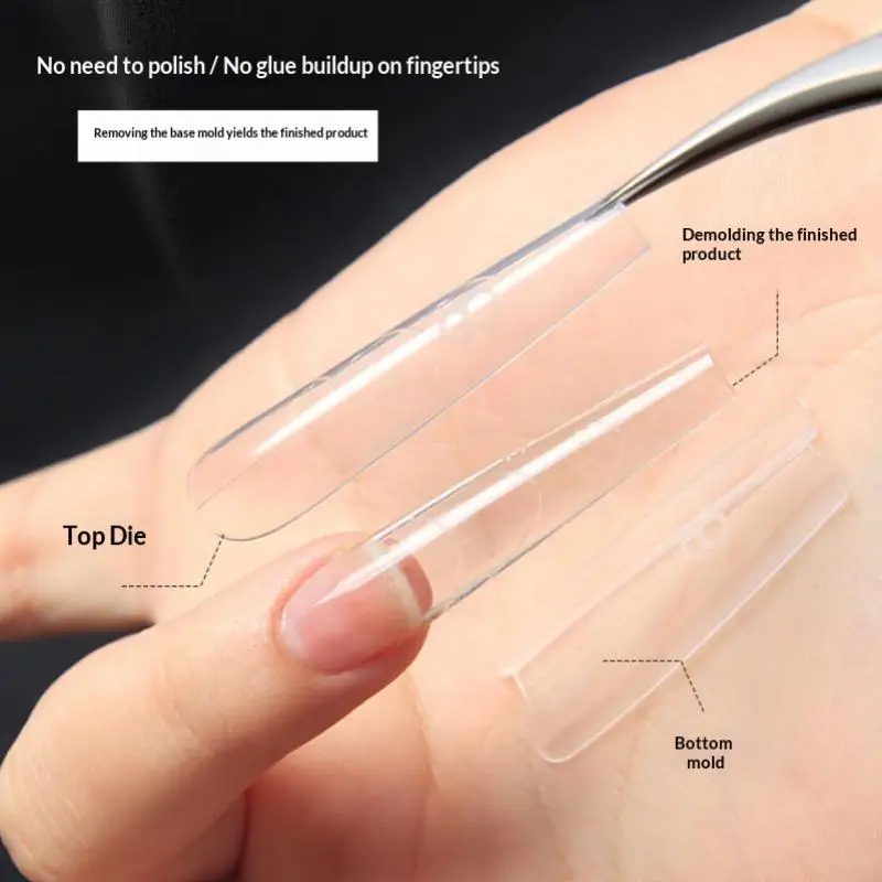 240 Stück 15 Größenverlängerungen – Dual-Formen, Sandwich, Dual-Nagelformen, obere und untere Form, langer Sarg, Mandel-Nagelkunstformen, Maniküre-Werkzeug