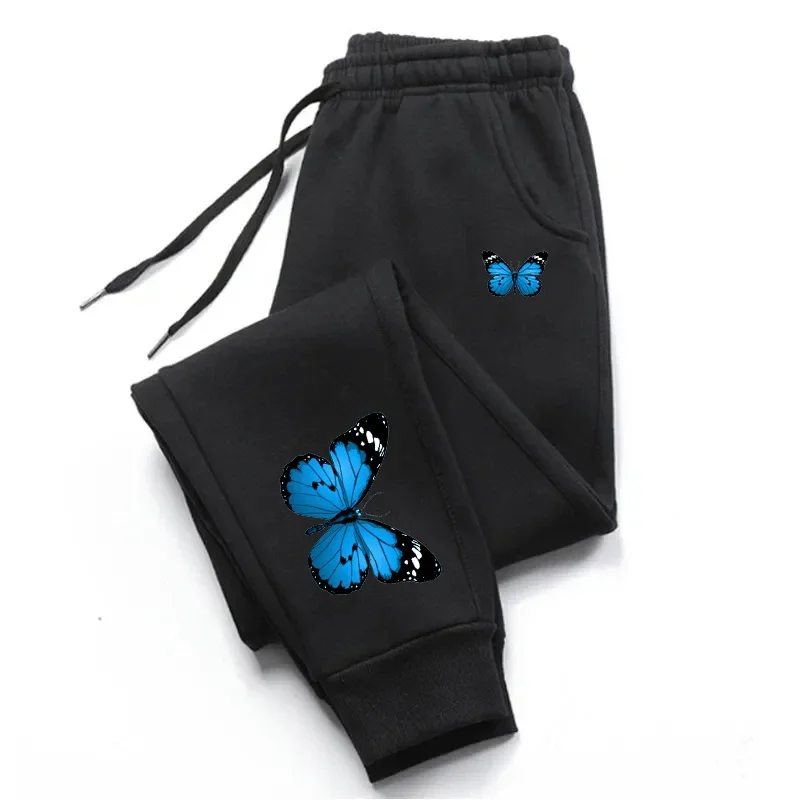 2025 Men's and Women's Butterfly Patterned Printed Jogger Pants - Fashionable, Casual, Loose-Fitting Running Pants