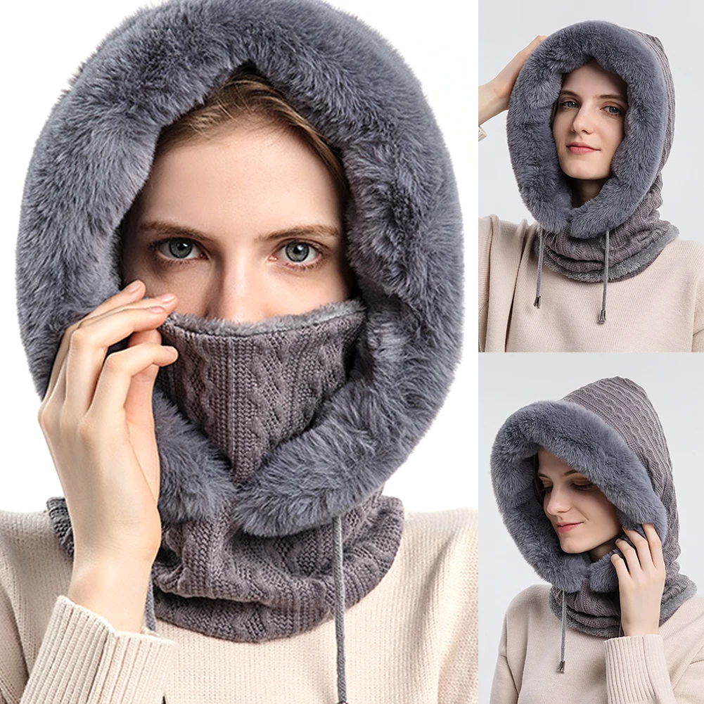 

Neck Mask Integrated Head Cap,Warm Scarf Mask Cold Skiing Cap Warm Comfortable Thick Multipurpose Suitable For Women Girs