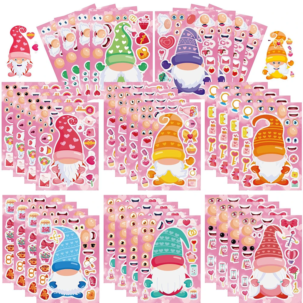 

8/16sheets Disney Cartoon Dwarfs Puzzle Stickers Make a Face Decals Create Your Own Kids Toy Assemble Jigsaw Sticker Party Gifts