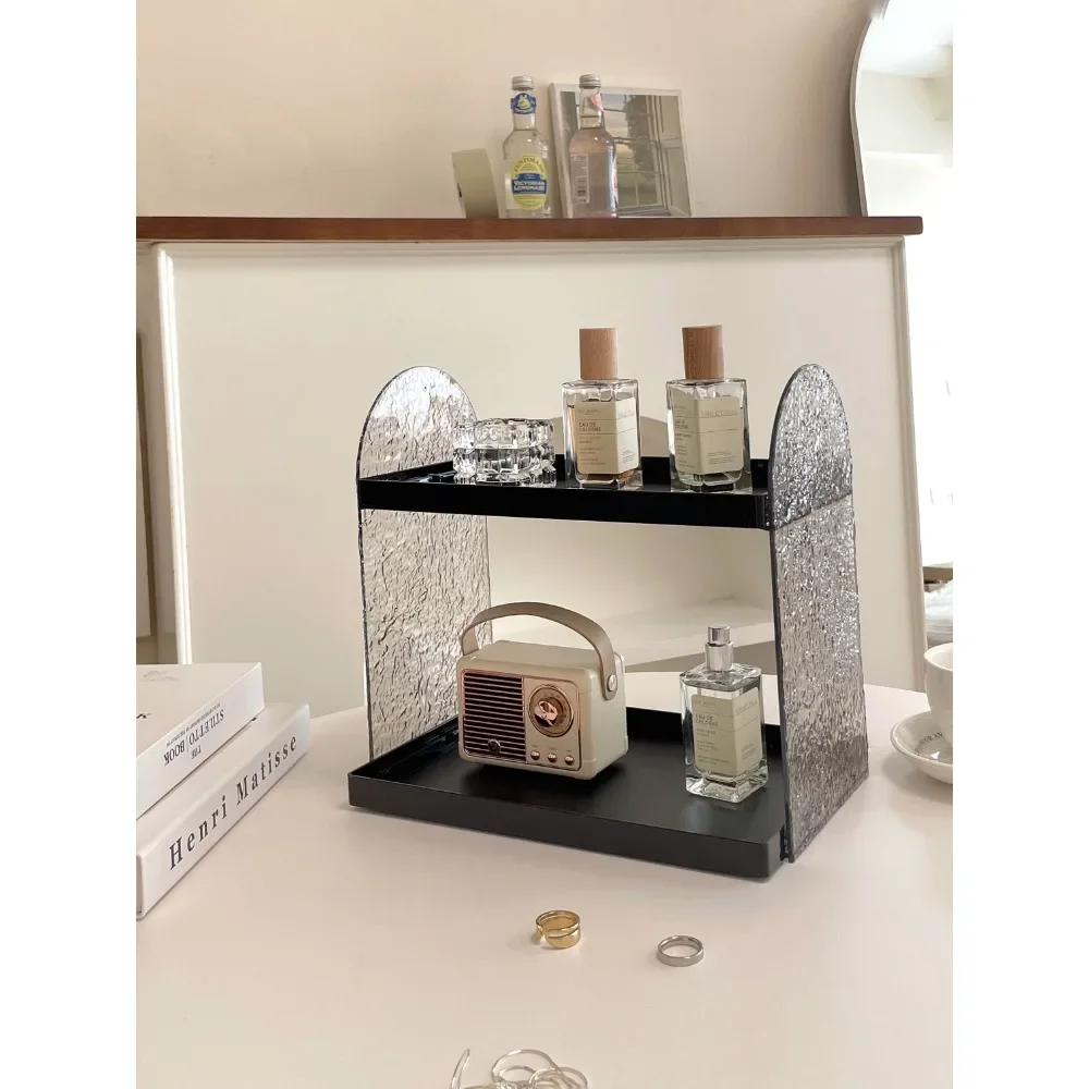 

Luxury Advanced Sense of Glacier Pattern Shelf Double-deck Aromatherapy Perfume Cosmetics Display Rack Home Storage Rack