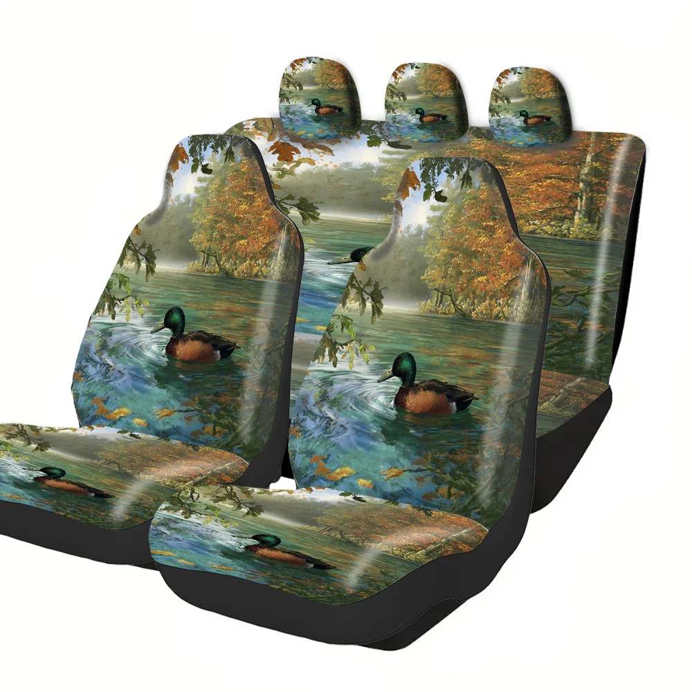 

Комплект чехлов для автомобильных сидений на 2-5 мест, черный принт с изображением боевого коня, легко устанавливаются и можно стирать, подходят для грузовиков, нескользящие, впитывающие влагу, моющиеся.