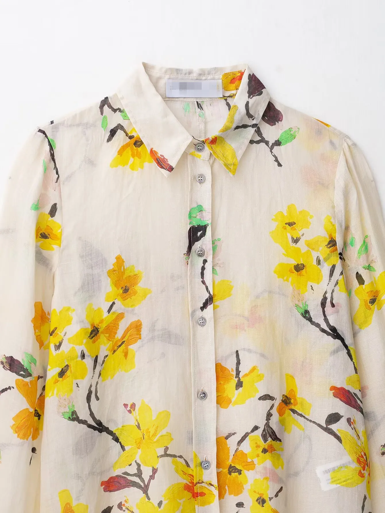 Camicia ampia da donna con stampa floreale monopetto a maniche lunghe casual di nuova moda con colletto rovesciato