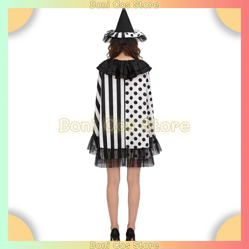 Art Clown Terrifier Cosplay Costume Hat Cape Coat Scary Fancy Dress For Women Halloween Stage Performance Convention Masquerade view 3