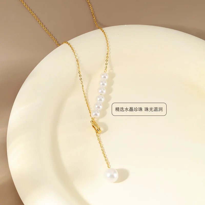 925 sterling silver pearl necklace for women, versatile and gold-plated Korean style collarbone chain accessory