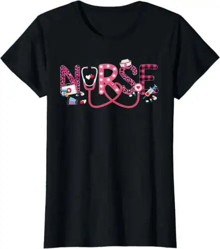 LOVE Stethoscope Nurse Life Women Girl T-Shirt