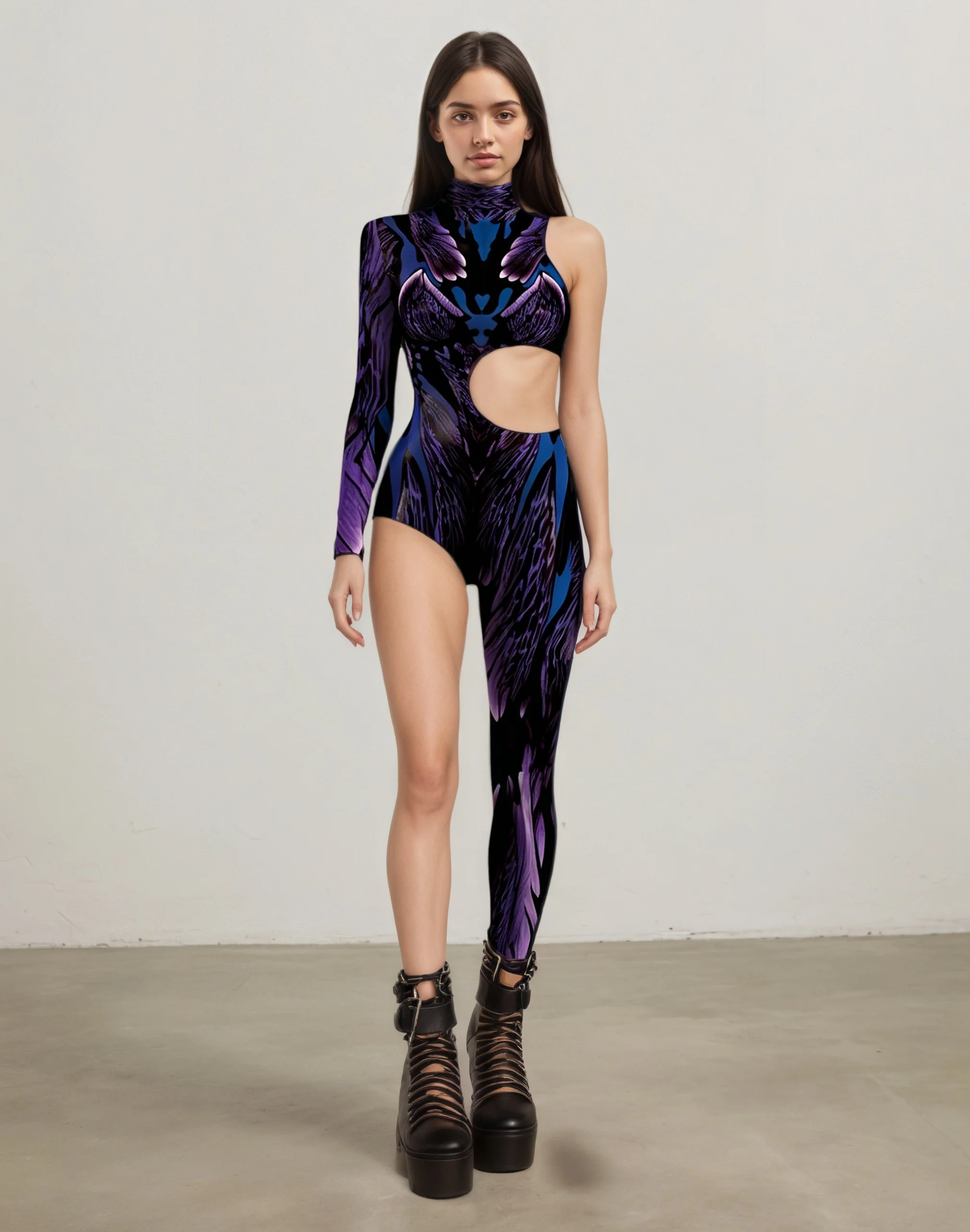 IOOTIANY Bunter Asymmetrischer Urlaubs-Bodysuit Kostüm Party Performance Jumpsuit Sexy Ausgeschnittener High-Grip Strandanzug Badeanzug – Detail 2