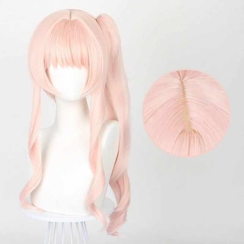 

New Akiyama Mizuki Cosplay Wig Anime Long Light Pink Curly Wig Heat Resistant Synthetic Wigs + Wig Cap