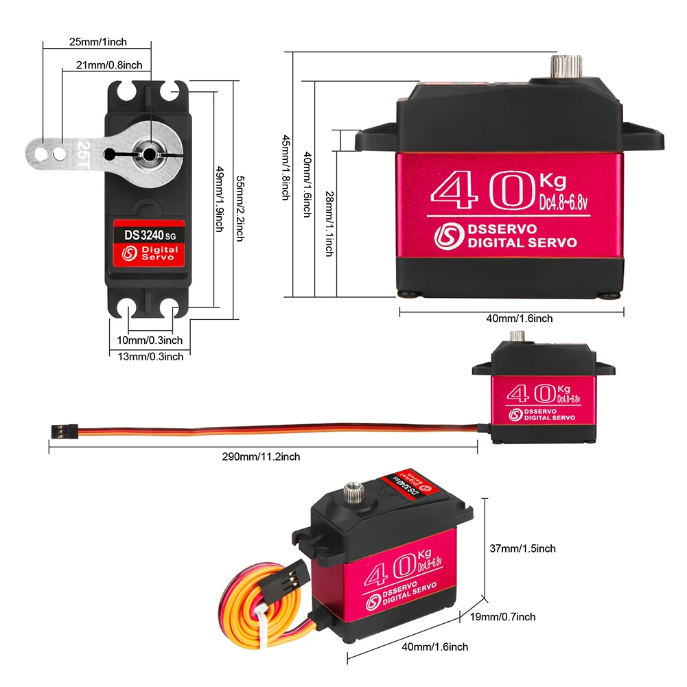 40KG RC Servo Waterdichte Digitale Servo Full Metal Gear Stuurservo Motor voor 1/8 1/10 RC Auto Crawler robot