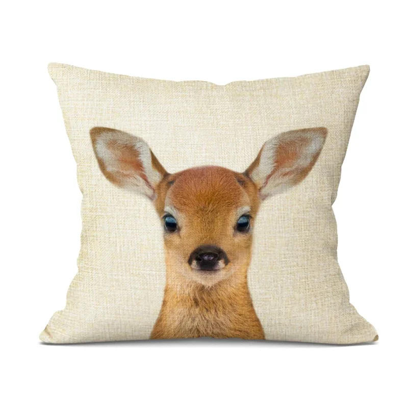 Cute Baby Animals Cushion Cover Home Decor Bunny Donkey Fox Decorative Pillows Linen Pillow Case Baby Room Decoration