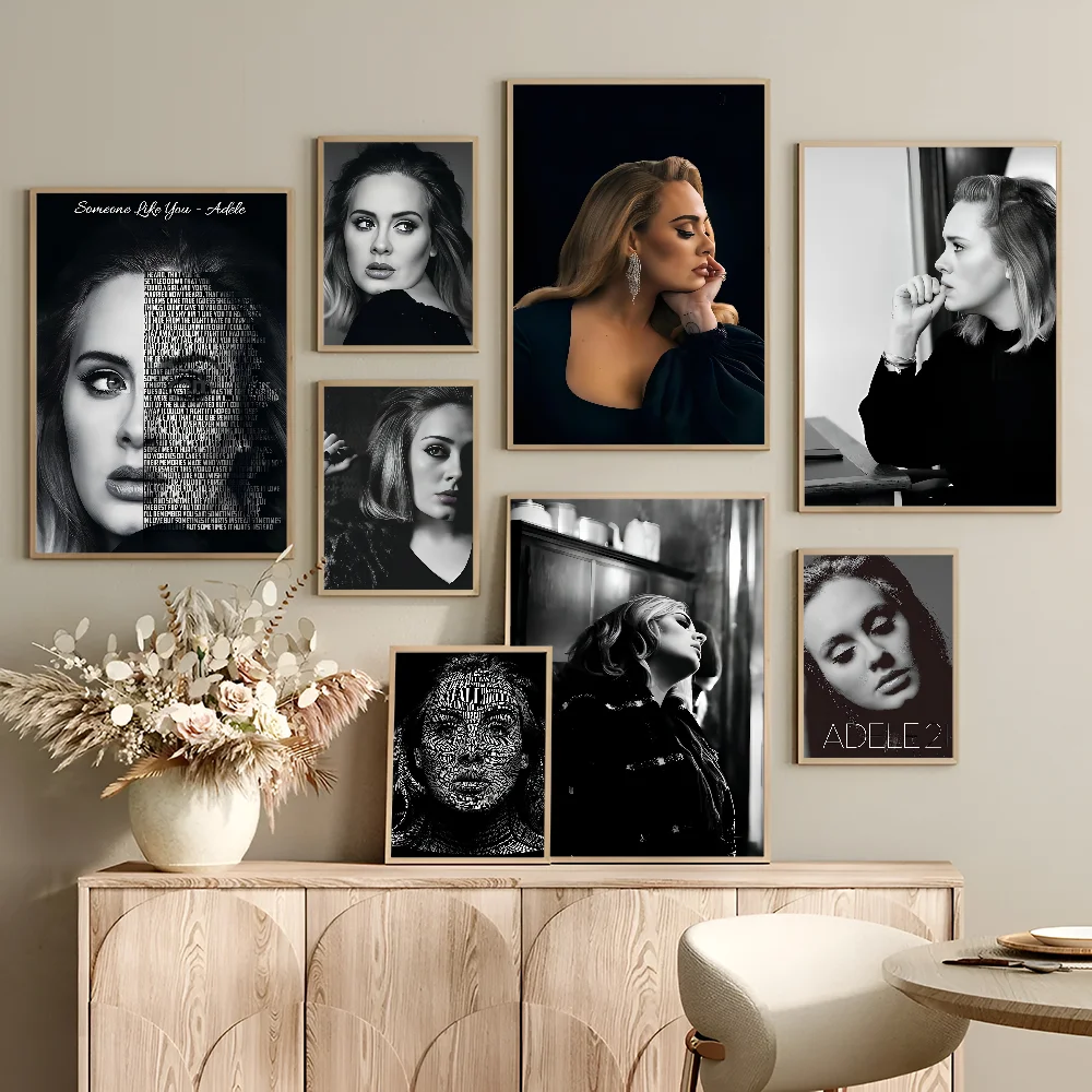 Singer Adele Anime Posters Sticky Whitepaper Sticker DIY Room Bar Cafe Kawaii Room Decor