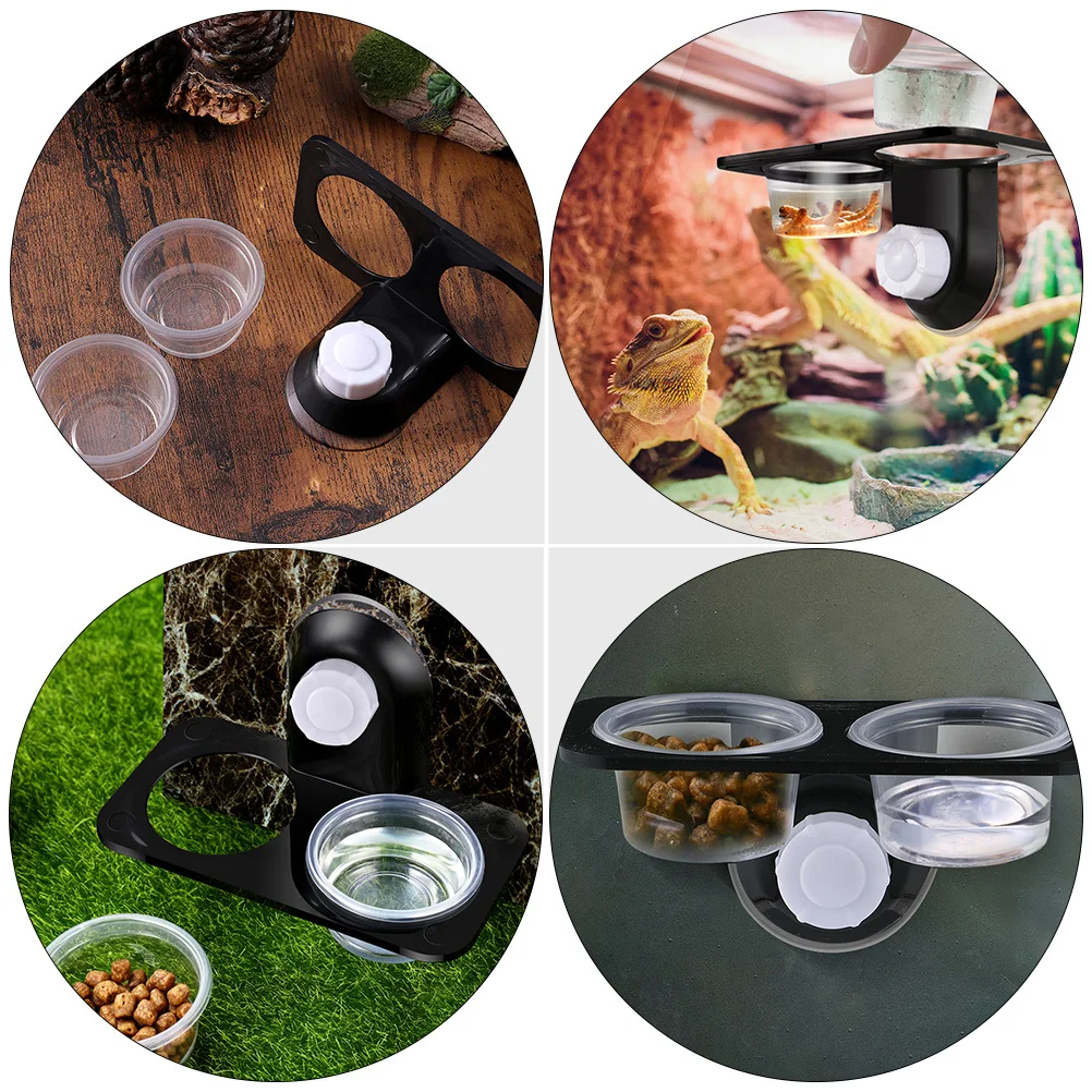 

2Pcs Plastic Reptile Feeder Convenient Feeding Bowl for Gecko Spider Reptile Water Dish Anti-Escape Food Container Crawling Pet