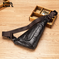 Summer Top Layer Cowhide Men's Genuine Leather Chest Bag Storage Backpack Crossbody Retro Casual Sports Front Hanging Bag