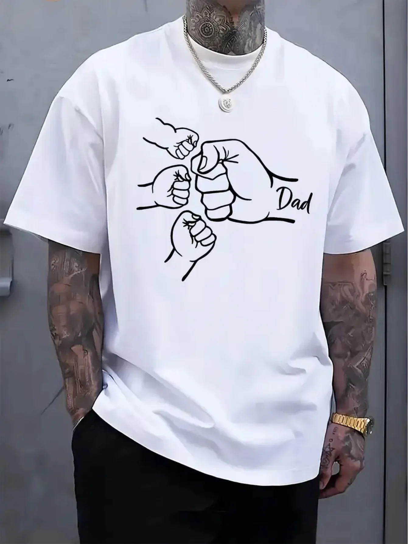T-shirt minimaliste pour homme avec imprimé papa, motifs de boxe et de force imposants, idéal pour la salle de sport et le quotidien