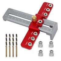 Cabinet Hardware Jig, Adjustable Center Punch Locator Doweling Jig, Aluminum Alloy Punch Locator Woodworking Drill Guide Durable