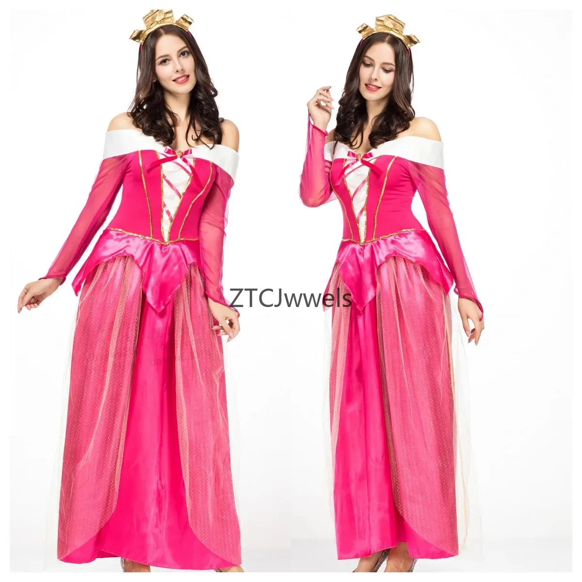 

Elegant Queen Sweet Pink Princess Cosplay Dress Halloween Party Costume Masquerade Role Play