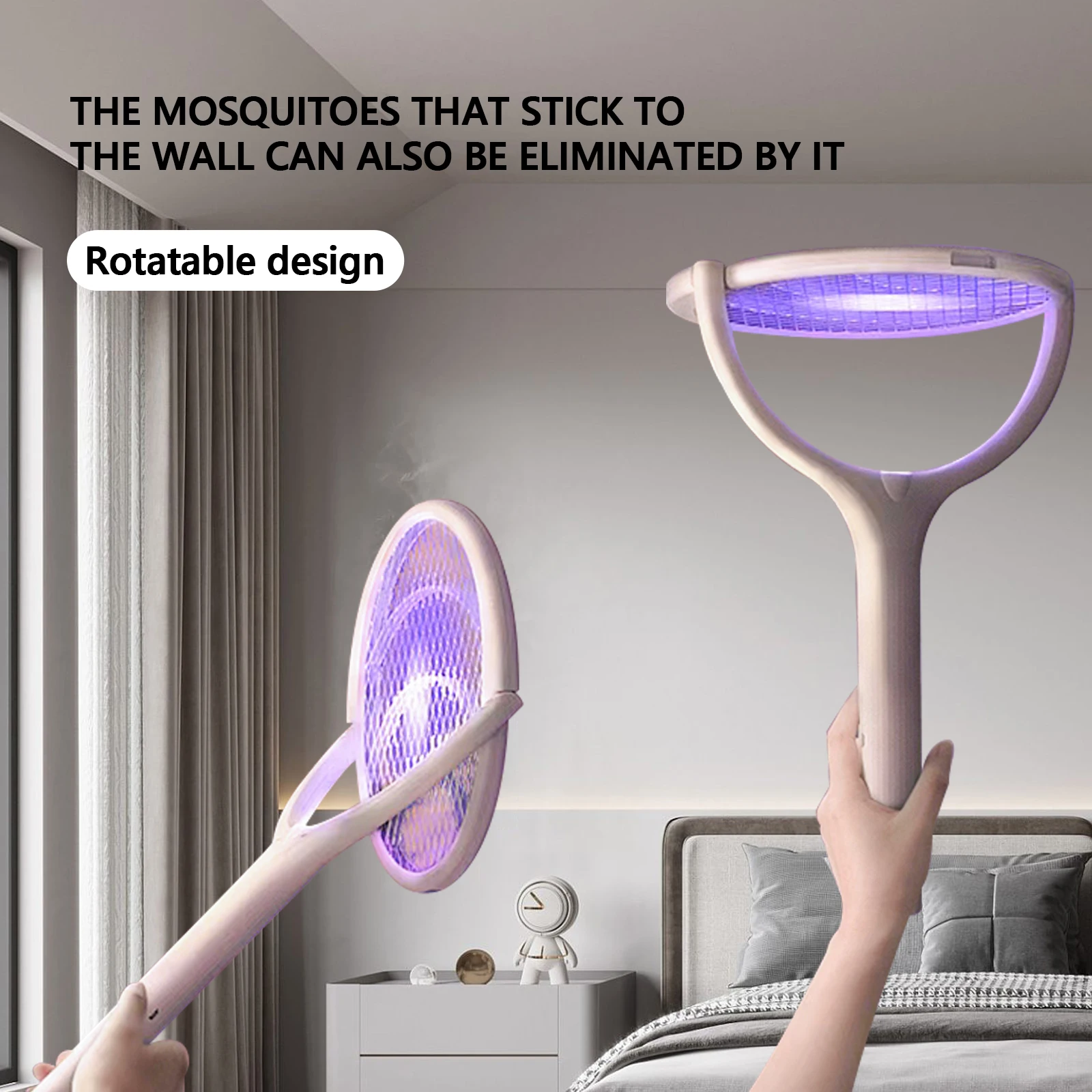 

Electronic Mosquito Swatter Rotatable 90 Degree Wide Angle for Indoor Outdoor Use Travel Essential Great Gift