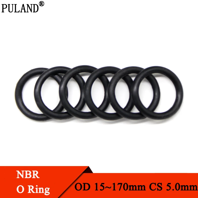 

10Pcs NBR O Ring Seal Gasket CS 5mm OD 15~170mm Nitrile Butadiene Rubber Spacer Oil Resistance Washer Round Shape Black