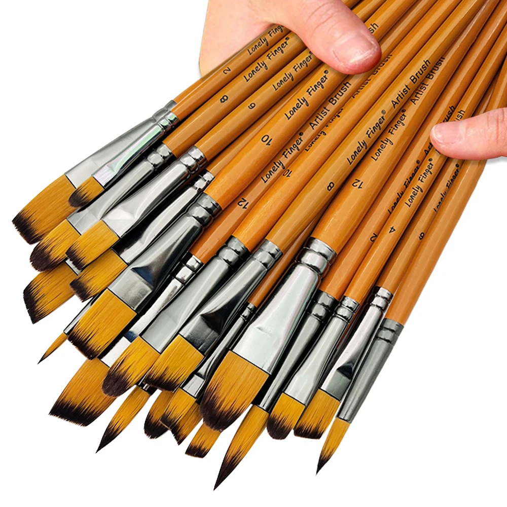

Набор кистей премиум-класса, 24 шт., серия Artist, нейлоновая щетина с круглой, Filbert, плоская и угловая кисть для рисования