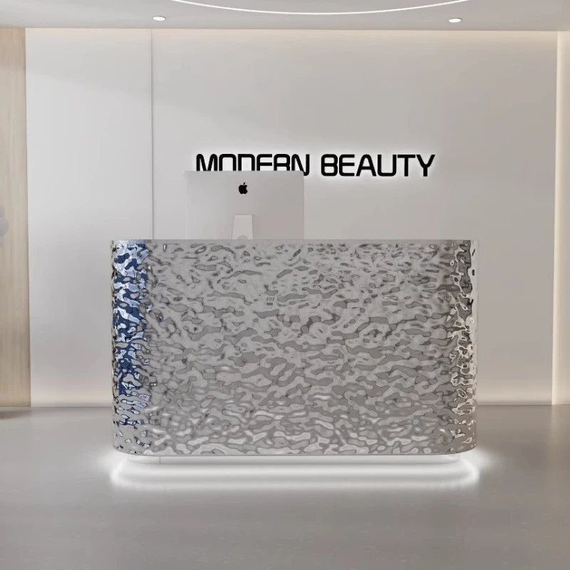 

Stainless Steel Beauty Salon Reception Desk Cashier Commercial