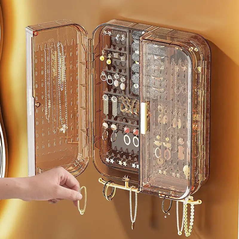 Wandmontierte Schmuckaufbewahrungsbox mit großem Fassungsvermögen, Ohrring- und Halsketten-Präsentationsständer, eleganter, verzierter Schmuckhalter im nordischen Stil – Detail 4