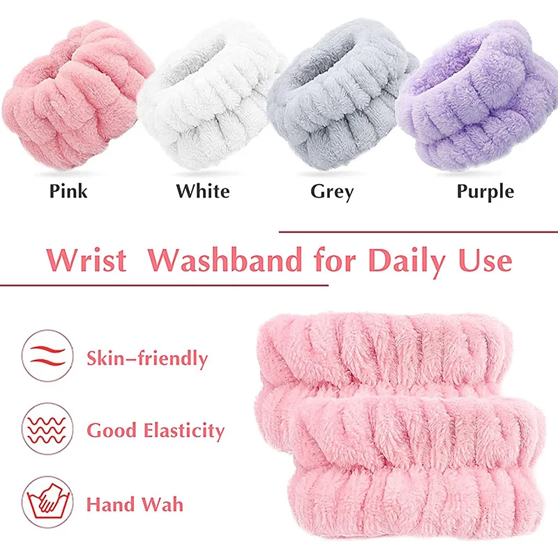 Microfiber Wrist Wash Towel Wrist Washband Band Wristband Scrunchies for Wash Face Absorbent Wrist Sweatband for Women Headband