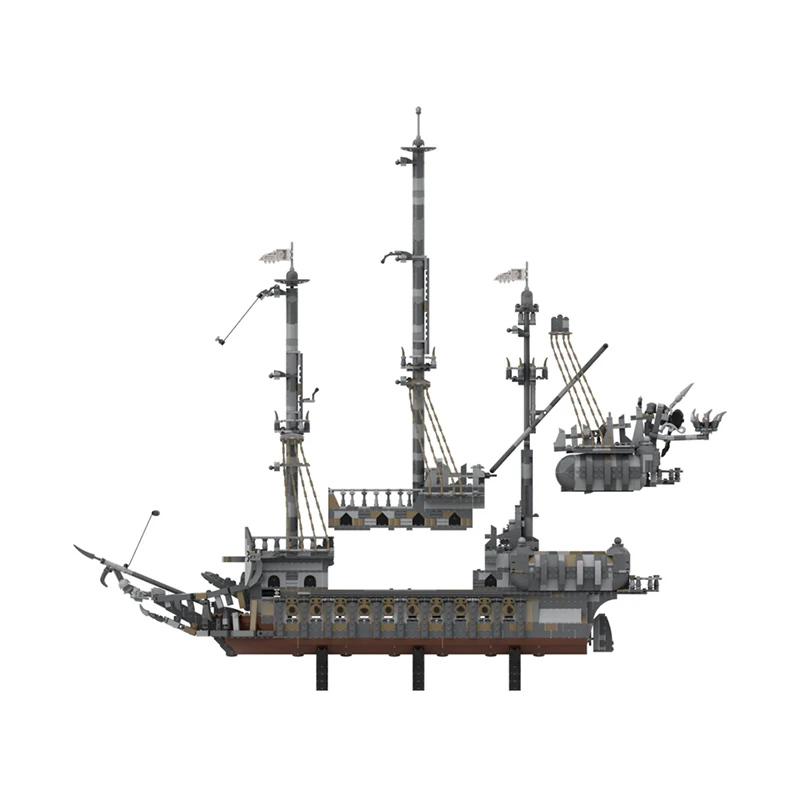 Exquisite new product MOC building block medieval sailboat model flying Dutch technology modular holiday toy DIY assembly set