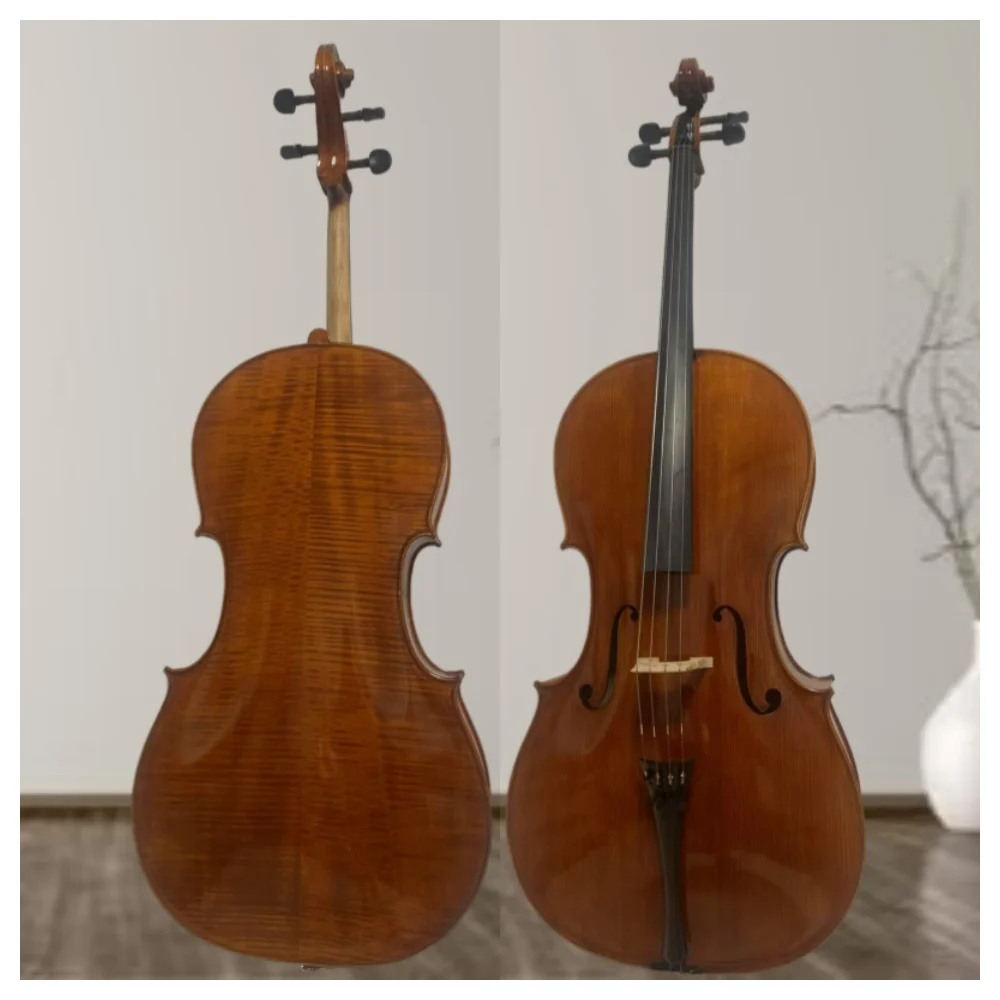 

4/4 Pure handmade European Wood Cello with Brown-yellow Glossy Oil Paint