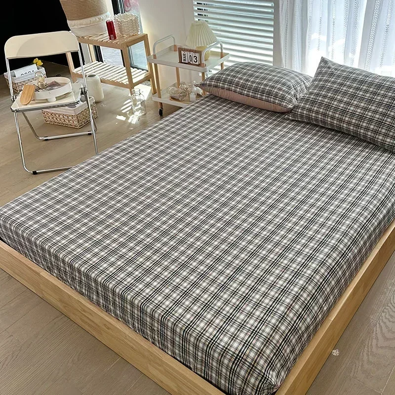 

Pure cotton bedsheet single piece protective cover dust cover with raised student cotton plaid PDY28