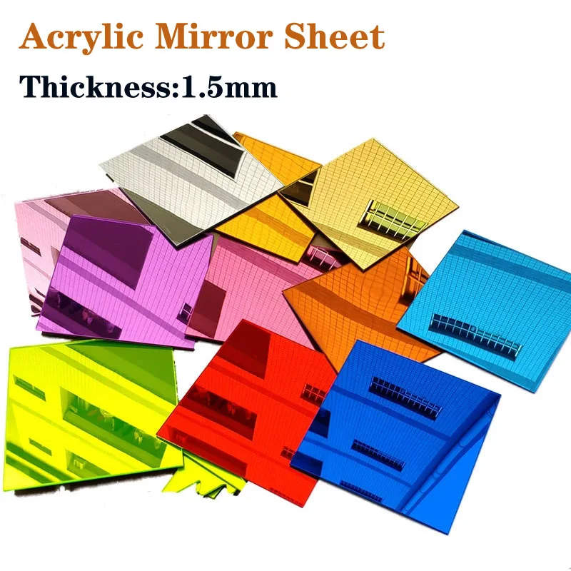 Thick 1.5mm Colorful Acrylic Mirror Board Pmma Sheet Plastic Plate For Advertising Logo Home Decor Sign 100/200/300mm
