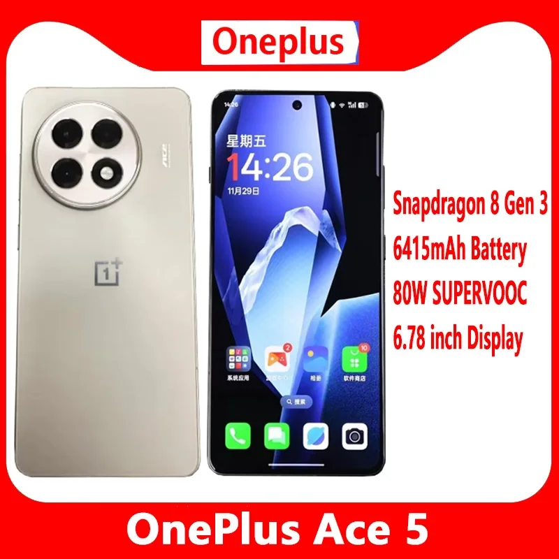Разблокированный мобильный телефон OnePlus ACE 5, 6,78 дюйма, AMOLED, 120 Гц, 80 Вт, зарядка, 50,0 МП, камера Snapdragon 8 Gen 3, Android 15,0 OTA