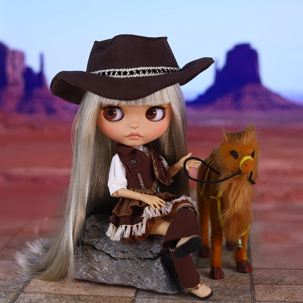 

ICY DBS Blyth Doll Tan Skin Matte Face Wild West Cowgirl Cowboy Costume DIY Dress up 30cm Doll Girl Festival Gift Birthday Gift