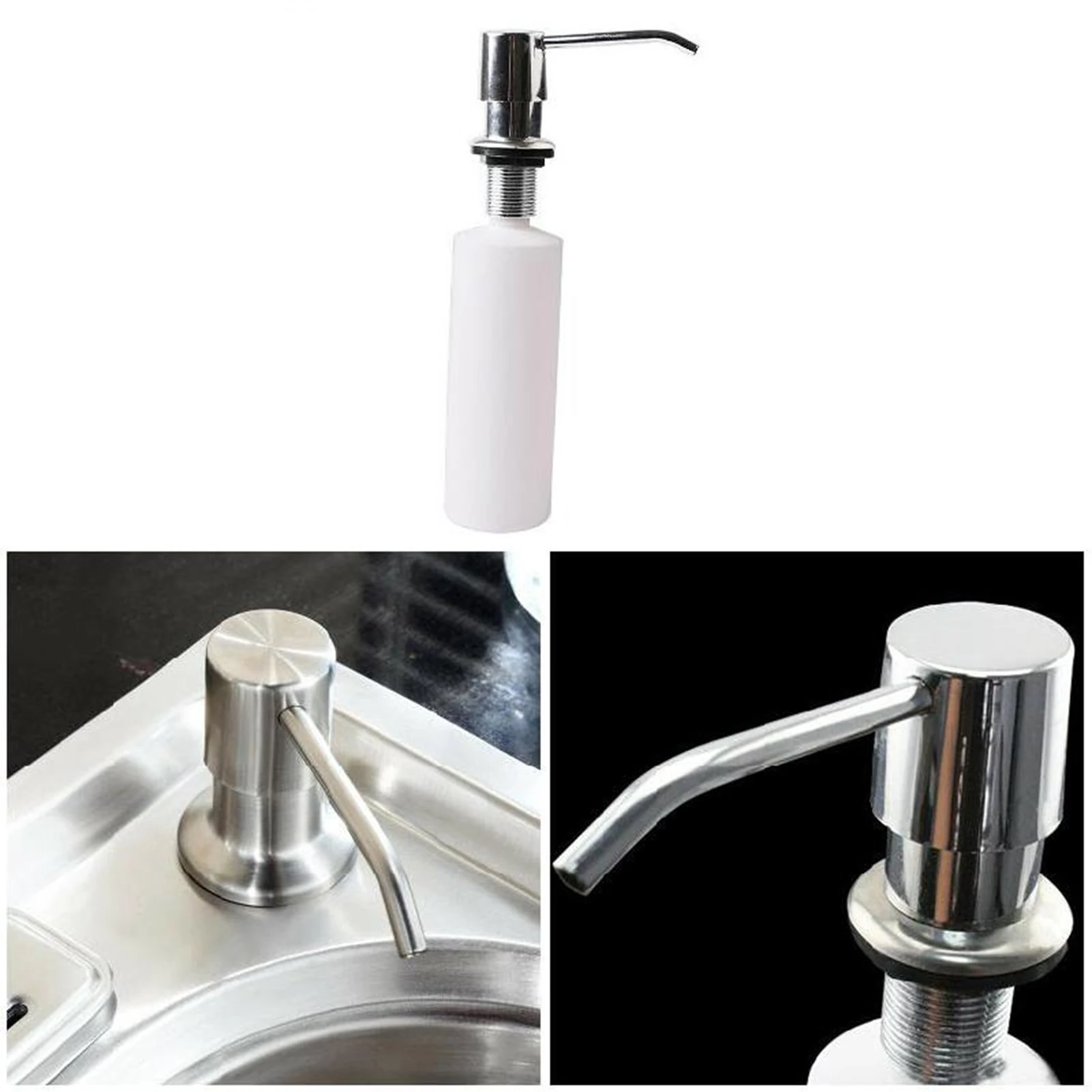 Stainless Steel Sink Soap Dispenser Built in Liquid Soap Bottle Manual Pressing Soap Lotion Dispenser Kitchen Accessories 300ML