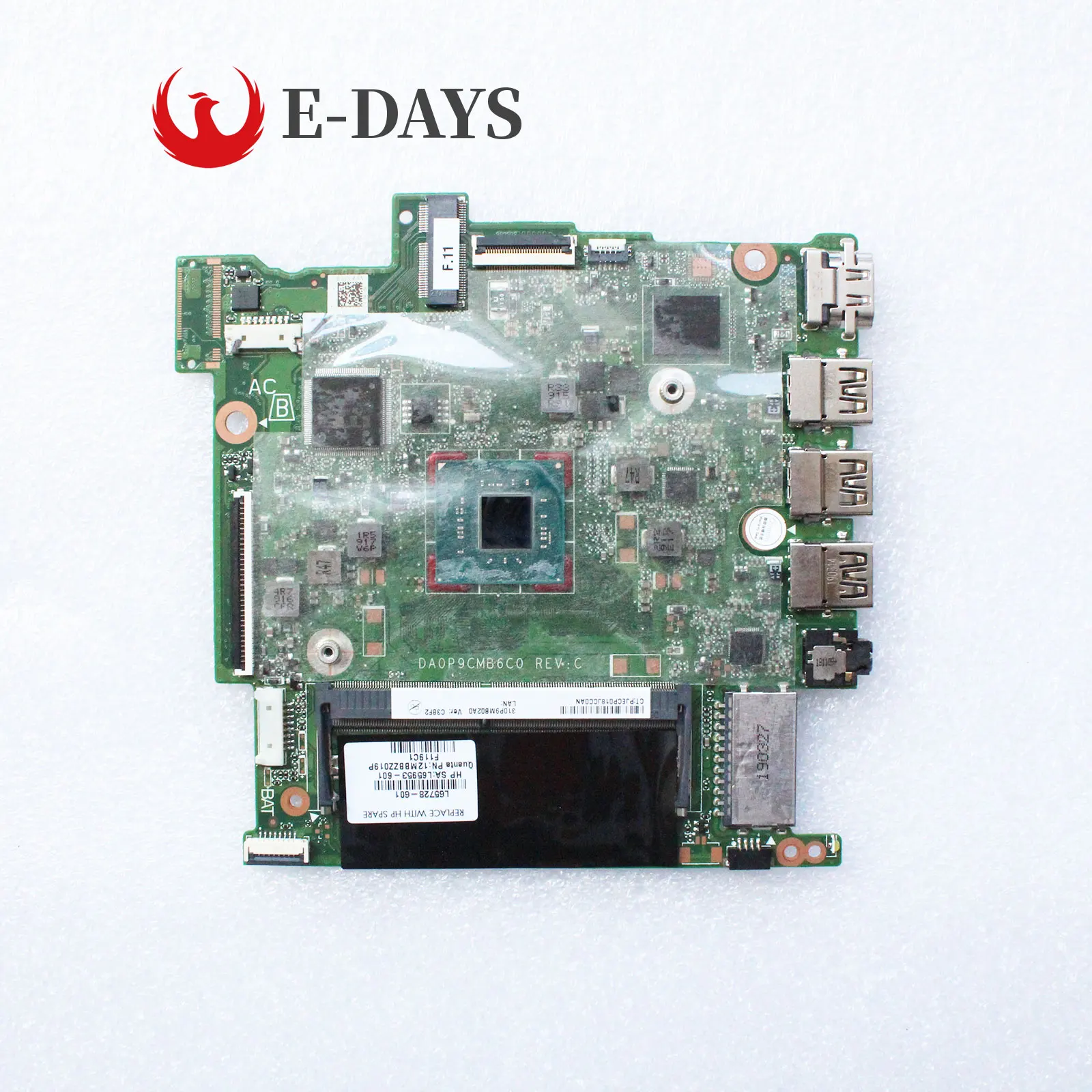 For HP Chromebook 14-CB Laptop Motherboard With N4000 CPU DA0P9CMB6C0 L65728-601 L65953-601 Tested Ok