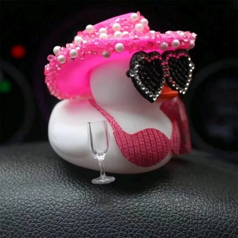 Neu! Sommerurlaub Bikini-Ente Auto-Armaturenbrett-Dekoration Gummi-Ente für Jeep Auto Rosa Ornament für Mädchen Damen Frauen – Detail 4