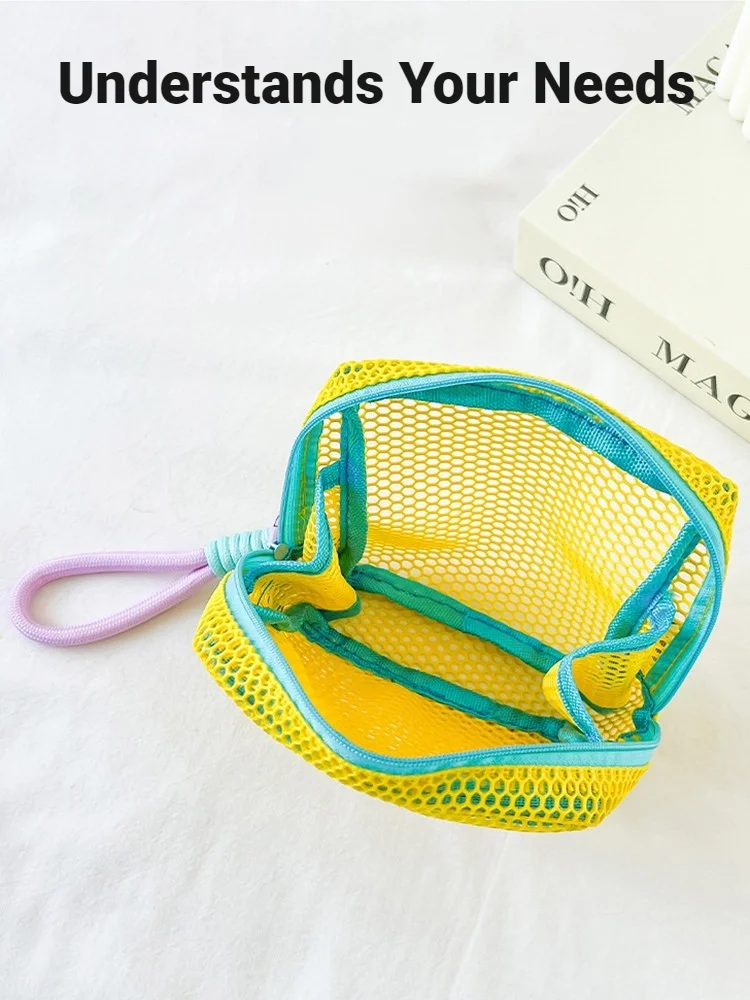 Stylish Square Mesh Zipper Storage Pouch For Cosmetics Keys Coins Stationery Ideal As Cute Gifts image 4